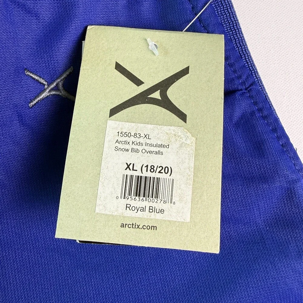 NWT Arctix Kids Insulated Snow Bib Overalls XL 18/20 Royal Blue Ski Pants NEW